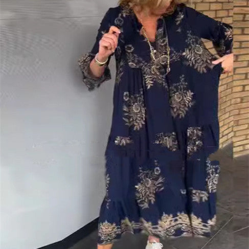 Chelsea – Robe à Manches Longues Imprimée Bohème