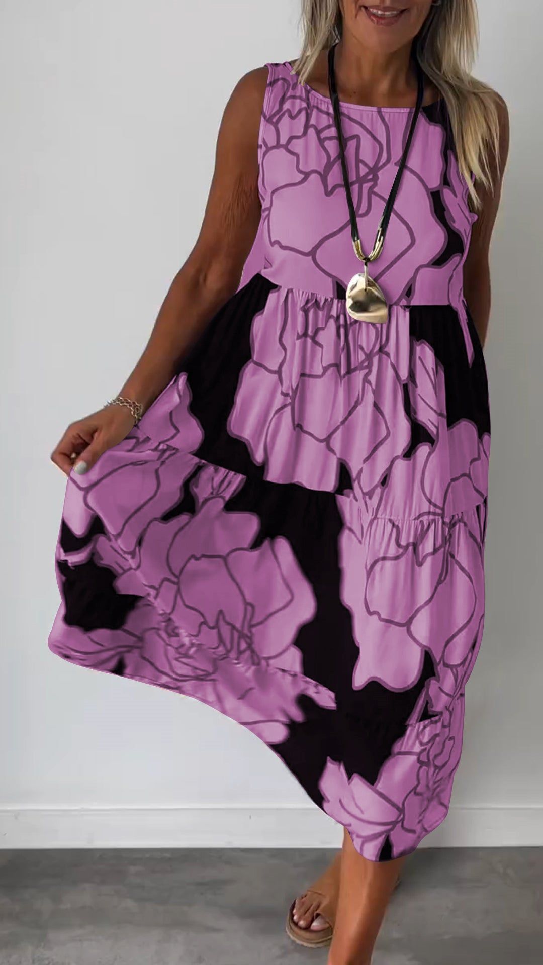 Alison – Robe sans manches à imprimé avec lacets