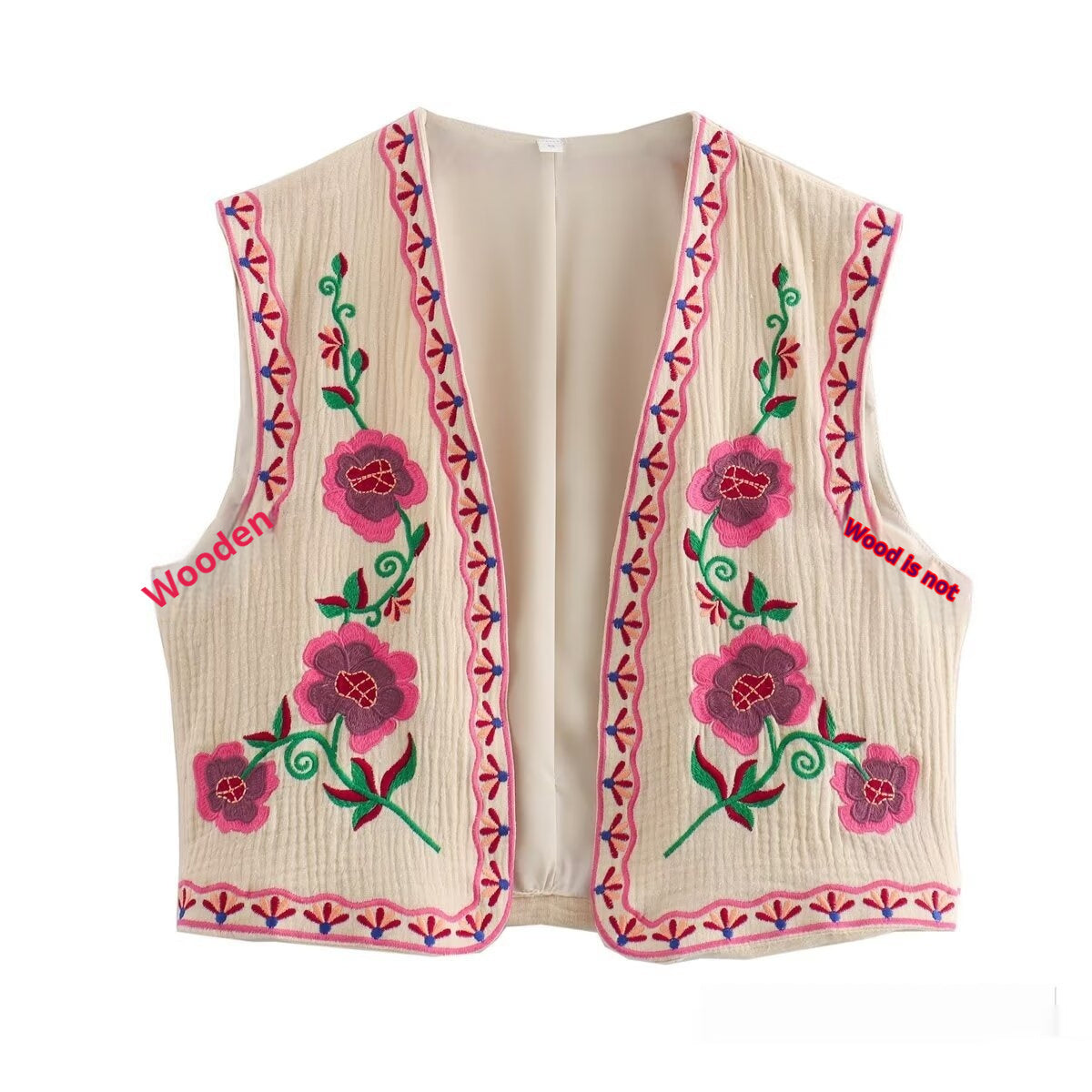 Tara – Gilet brodé bicolore décontracté à la mode