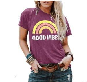 Wendy – T-shirt à manches courtes imprimé motif arc-en-ciel