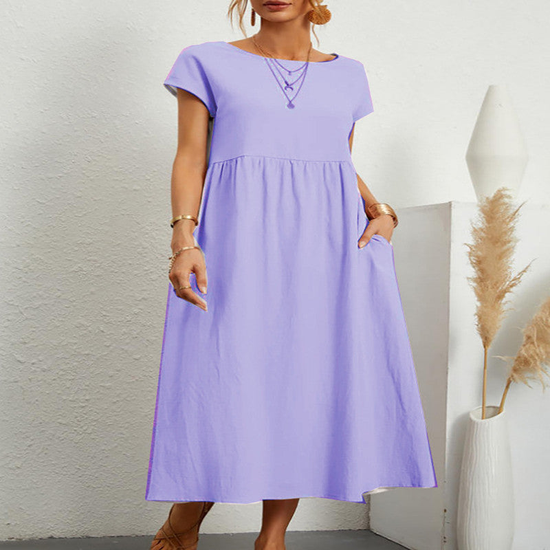 Patricia – Robe Longue Décontractée en Lin Coton avec Poches