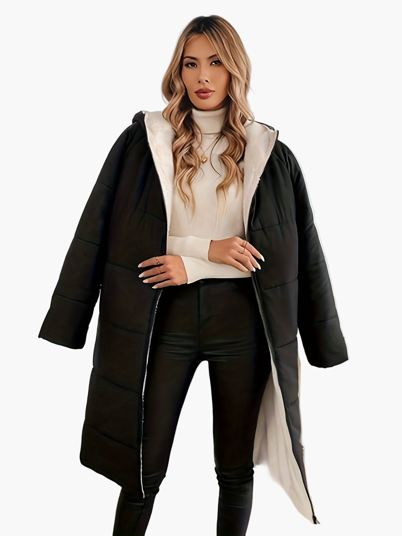 Manteau long d'hiver élégant pour femme – coupe moderne, style urbain, usage quotidien
