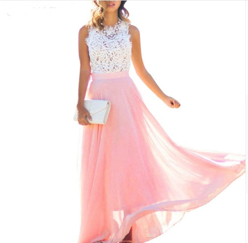 Natalie – Robe en Chiffon surlongue avec broderie