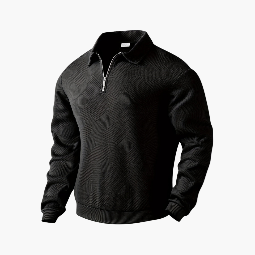 Sweat-shirt pour homme style vintage à col zippé avec motif géométrique – Élégance décontractée pour toutes occasions