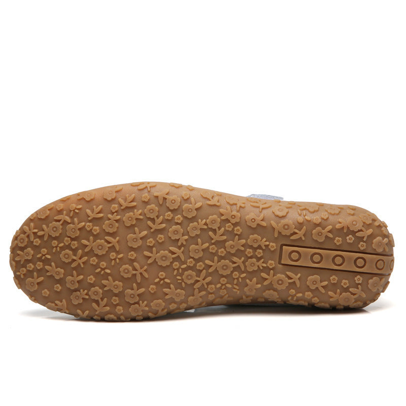 Sarah – Chaussures décontractées en cuir végan à velcro à semelle souple et rétro