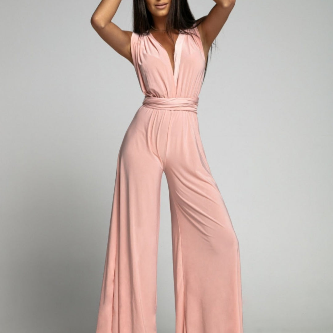Combinaison Pantalon Large Élégante Femme Sans Manches Style Chic