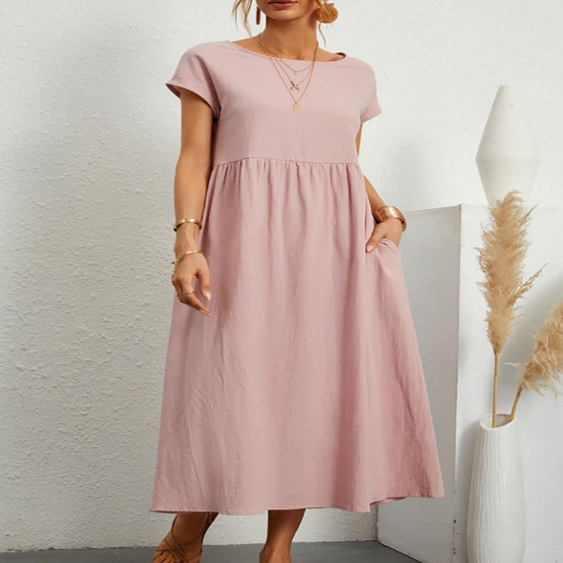 Patricia – Robe Longue Décontractée en Lin Coton avec Poches