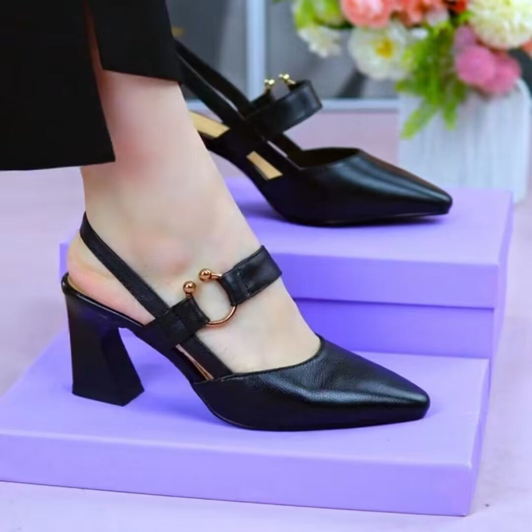 Sandra – Sandales à Talons Épaisse Fermées à L'arrière en Cuir Végan