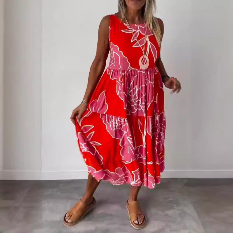 Alison – Robe sans manches à imprimé avec lacets