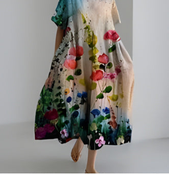 Sue – Robe de Mode Décontractée avec Impression 3D en Tissu Coton
