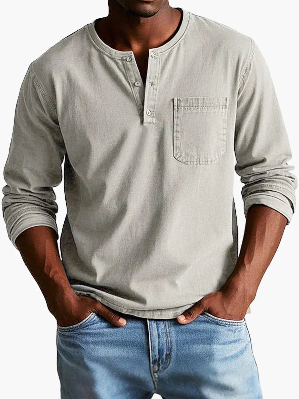 Chemise Henley à Manches Longues pour Homme – Style Décontracté et Élégant pour Toutes Occasions