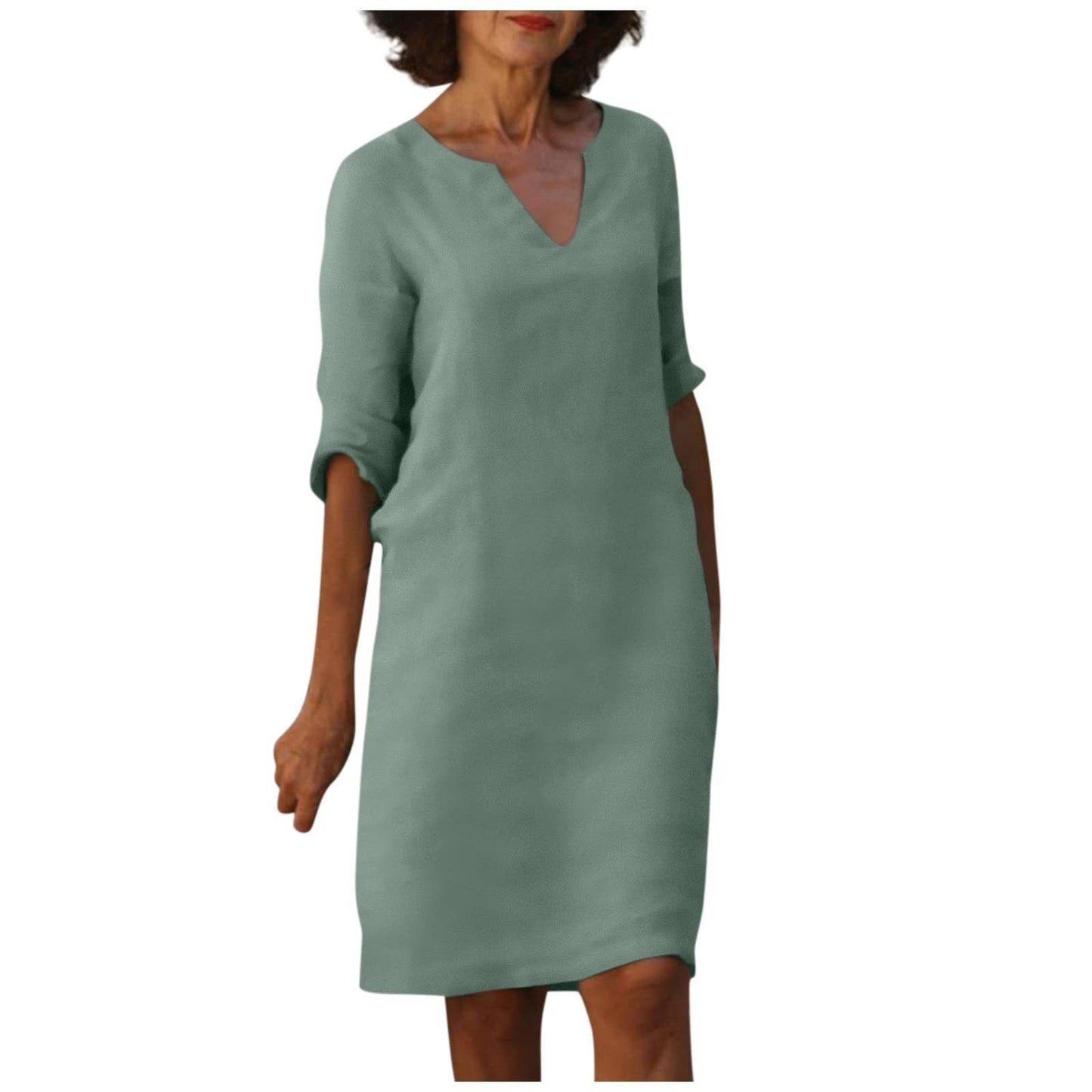 Imogen – Robe rétro en coton et lin à taille haute