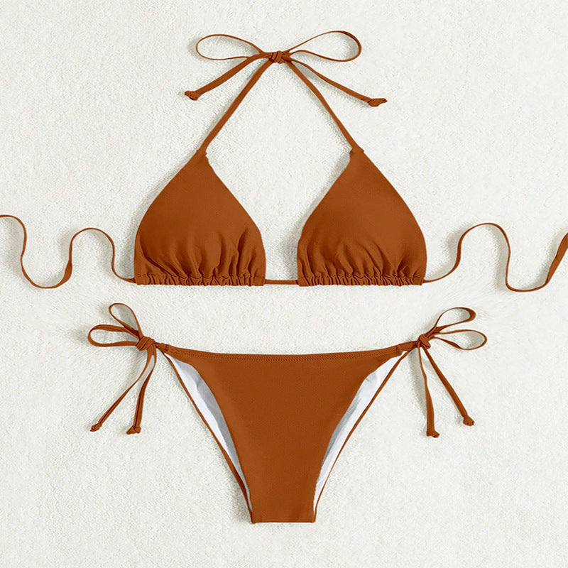Leah – Maillot de bain bikini à nouer uni