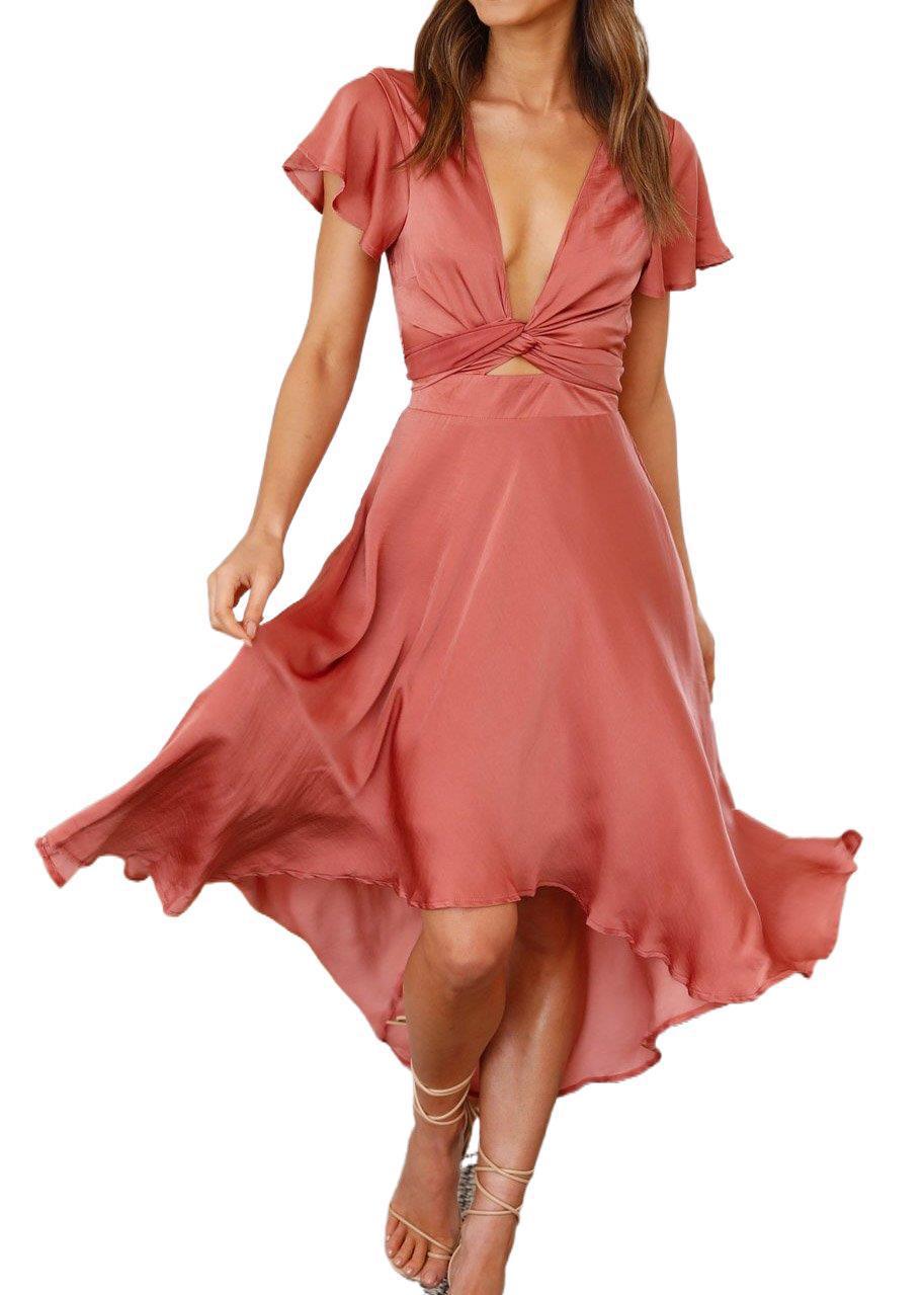 Vanessa – Robe Irregulière à Col V pour Femme