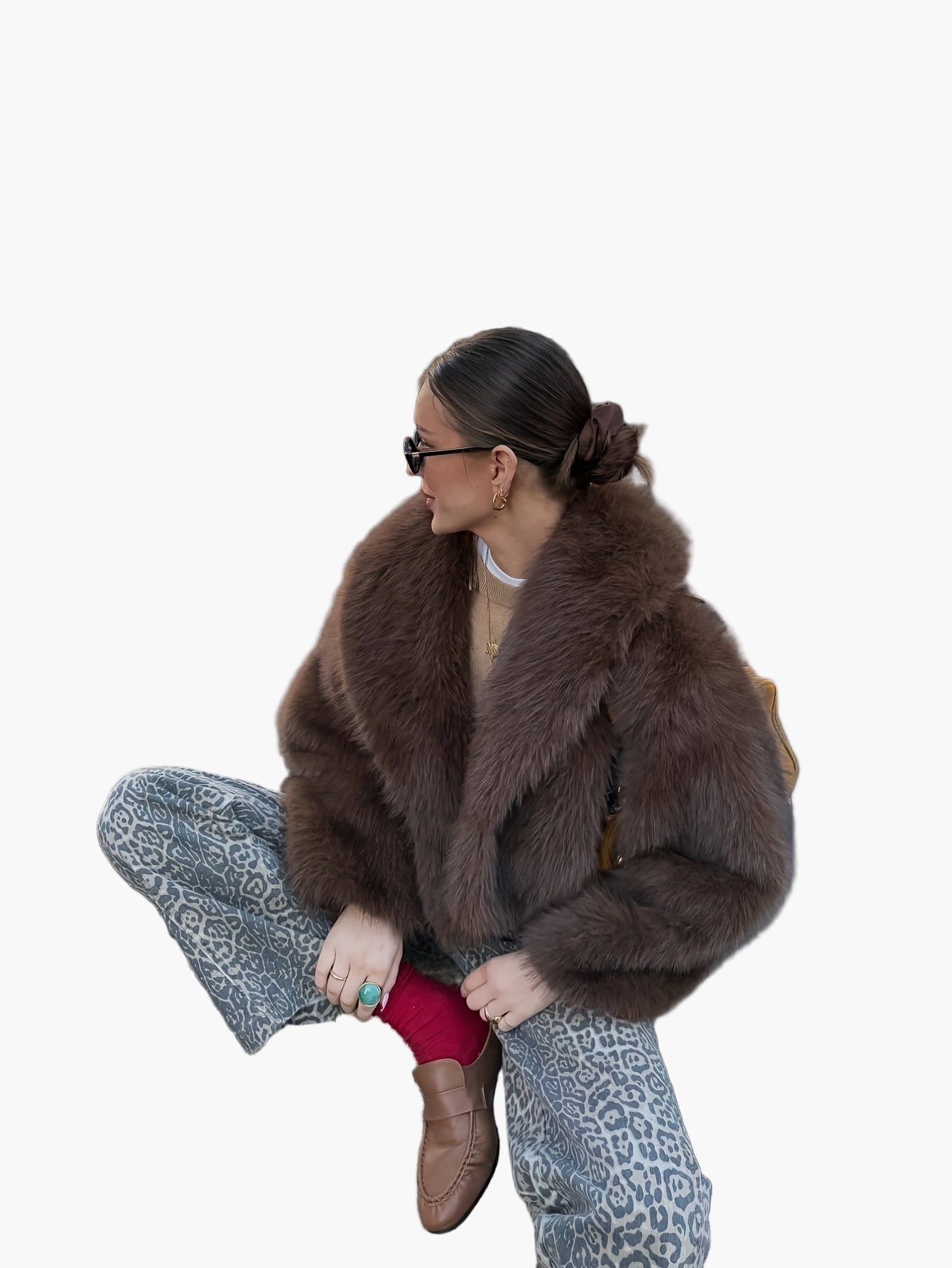 Veste femme style chic fausse fourrure coupe ample pour automne/hiver – Idéale pour look casual et élégant