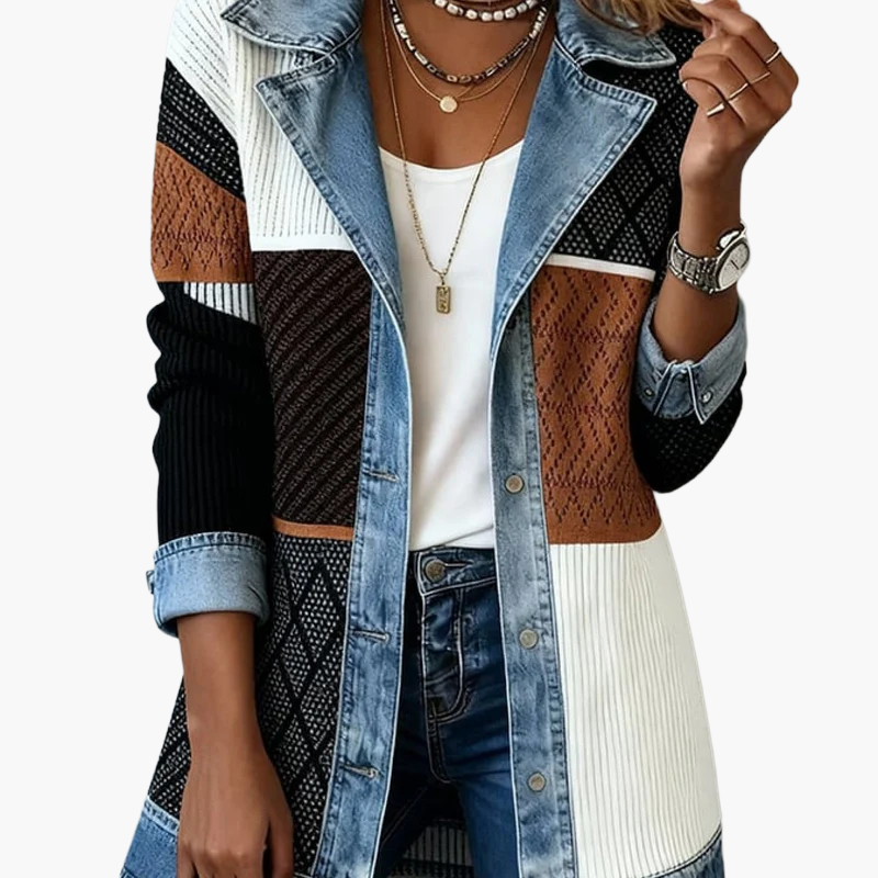 Elegant blazer-vest til kvinder i urban chic stil med kontrastfarvede revers