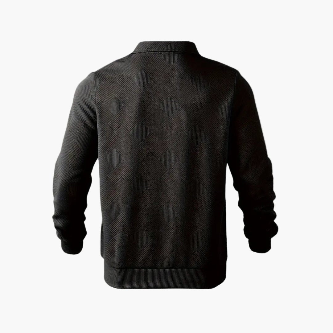 Sweat-shirt pour homme style vintage à col zippé avec motif géométrique – Élégance décontractée pour toutes occasions