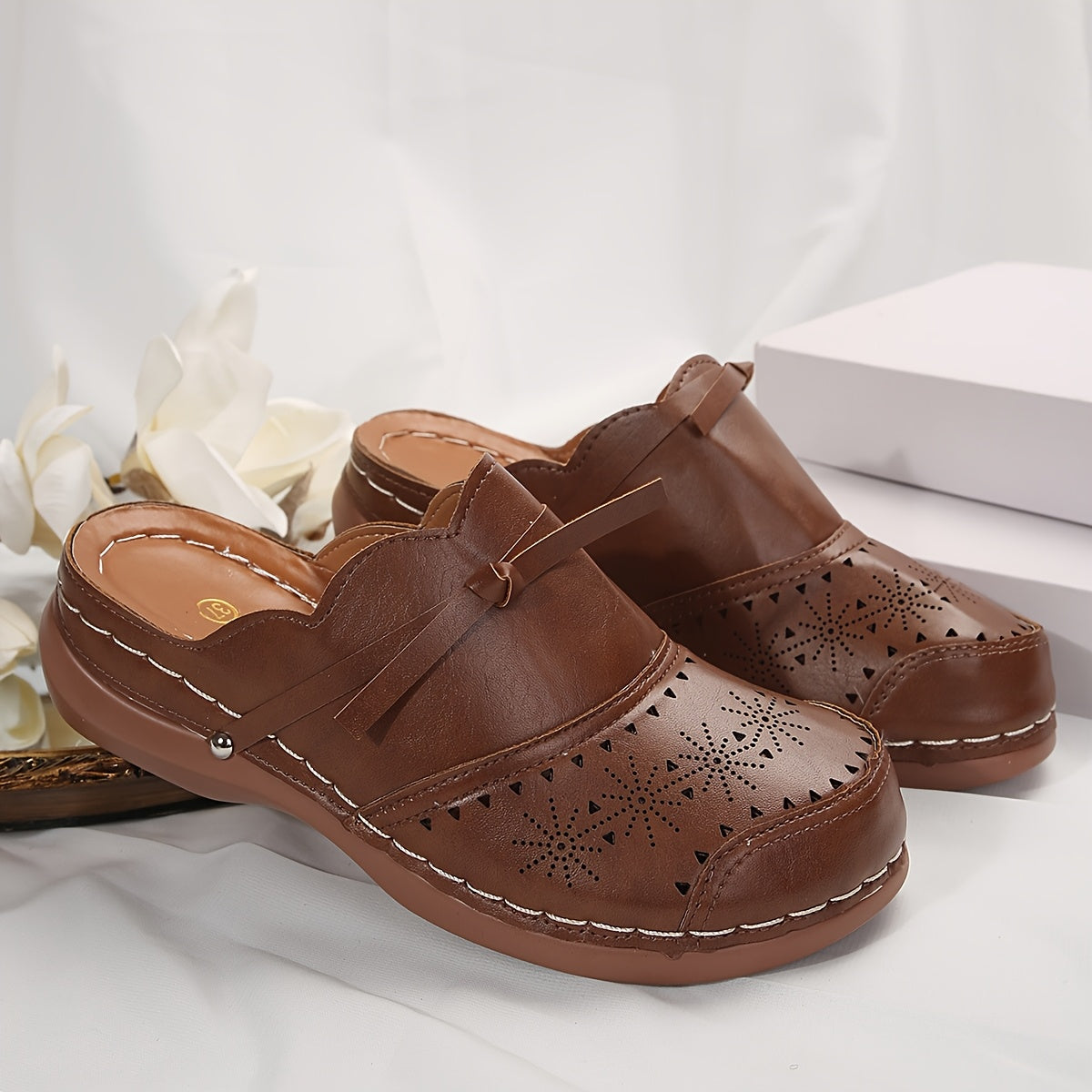 Vintage plateauhæl sabotter til kvinder – afslappet og elegant stil