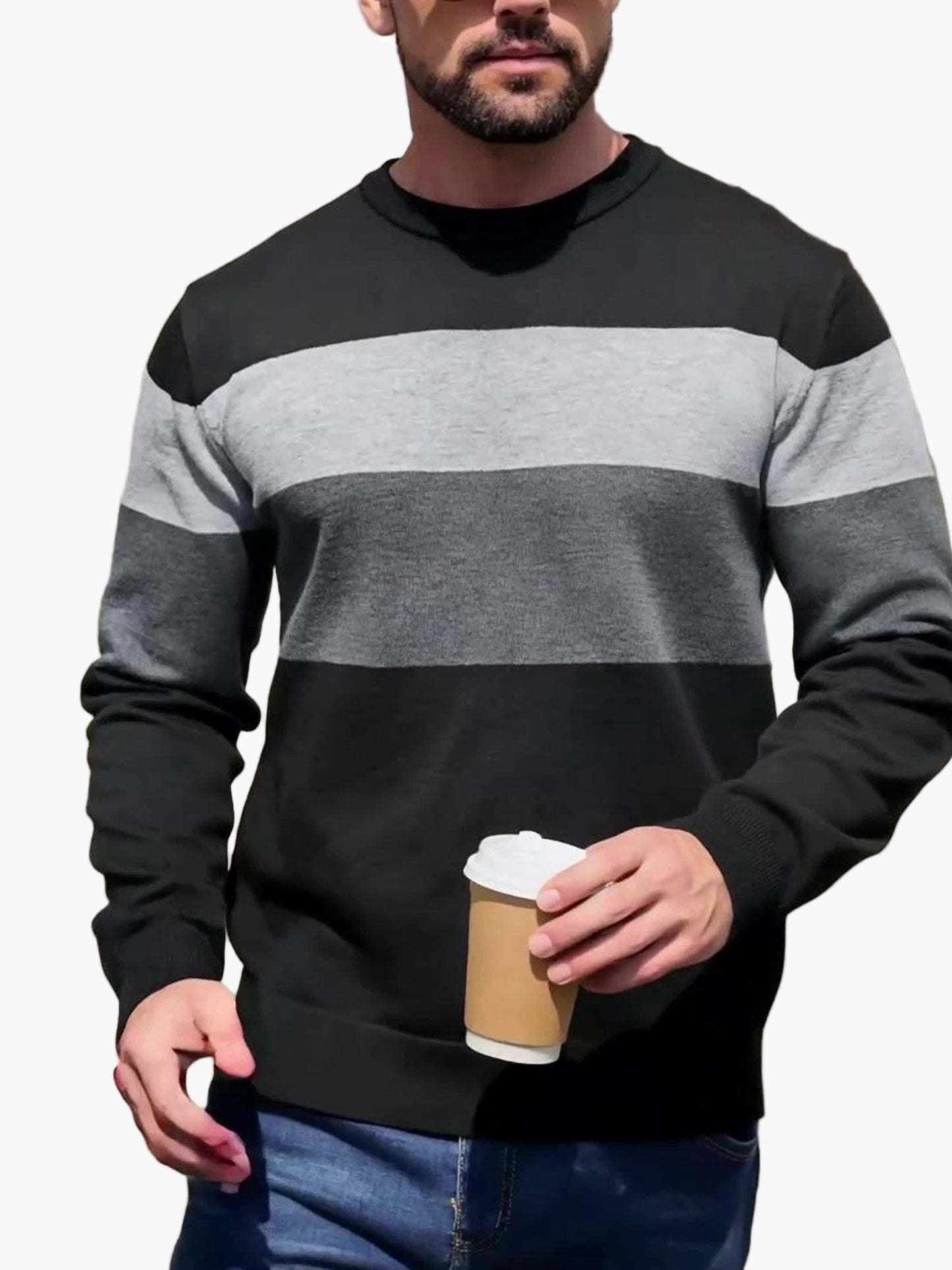 Pull-over casual à rayures pour homme – style moderne pour automne et hiver