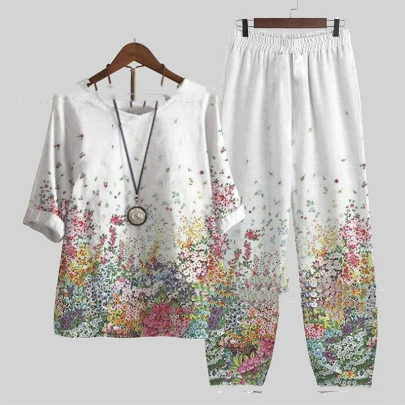 Karen – Ensemble Imprimé Végétal et Floral pour Femmes
