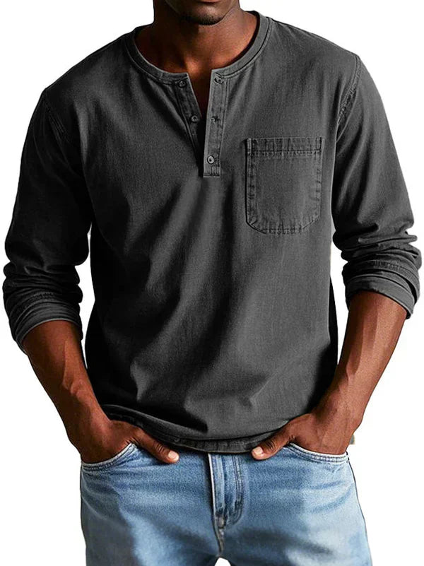 Chemise Henley à Manches Longues pour Homme – Style Décontracté et Élégant pour Toutes Occasions
