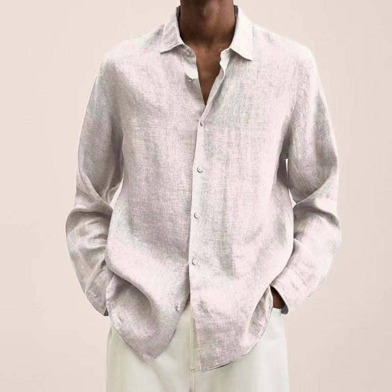 Terrence – Chemise en coton et lin décontractée pour hommes de grande taille