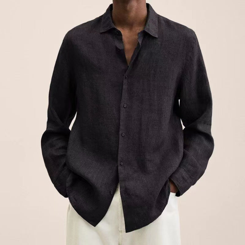 Terrence – Chemise en coton et lin décontractée pour hommes de grande taille