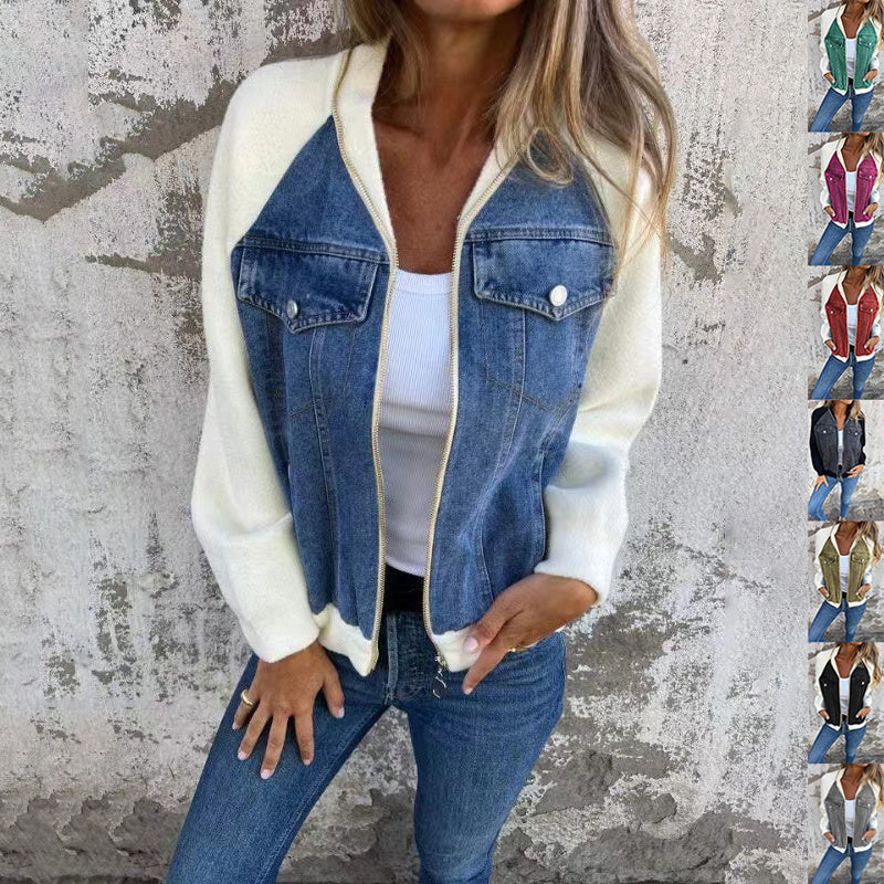 Charlotte – Veste à Capuche en Denim Patchwork pour Femmes