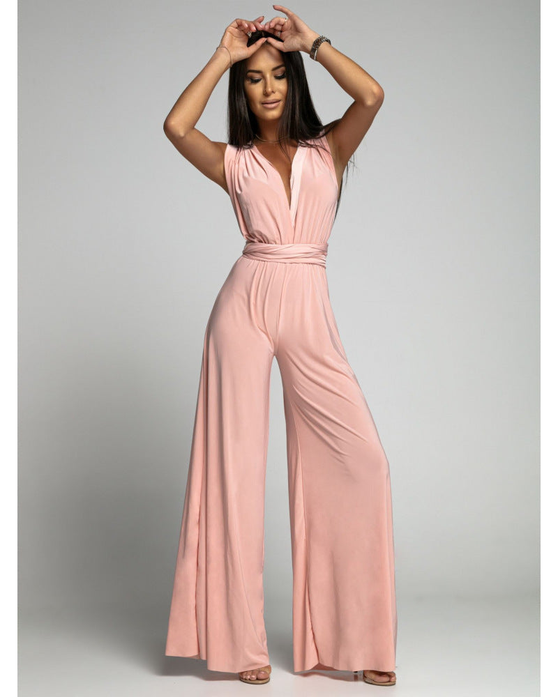 Combinaison Pantalon Large Élégante Femme Sans Manches Style Chic