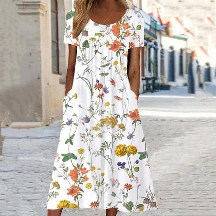 Amelia – Robe Ample à Imprimé Floral Décontracté