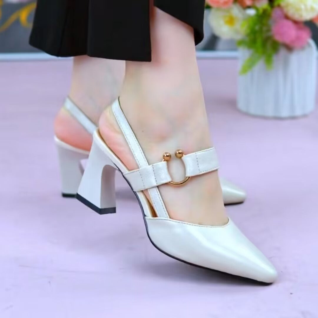 Sandra – Sandales à Talons Épaisse Fermées à L'arrière en Cuir Végan