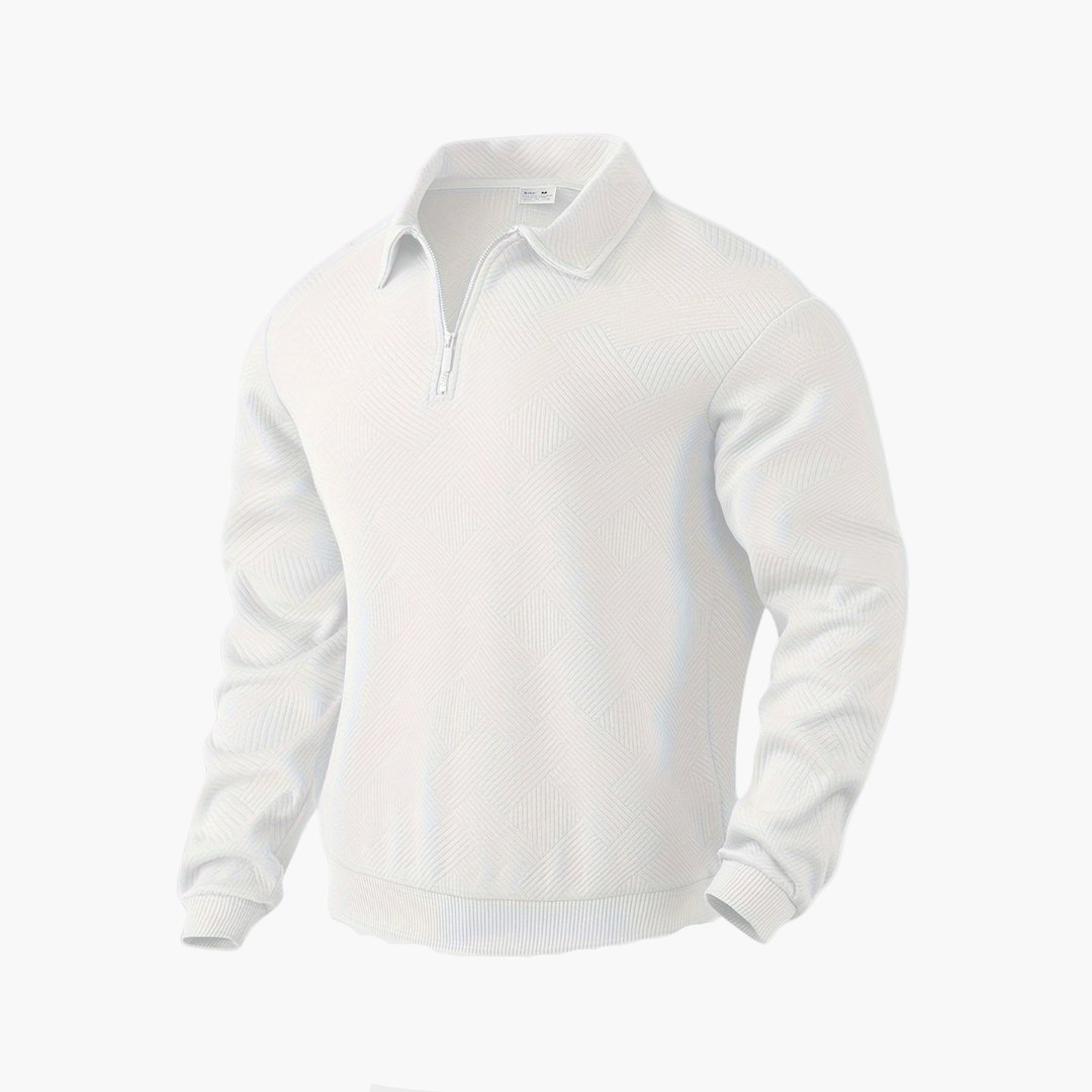 Sweat-shirt pour homme style vintage à col zippé avec motif géométrique – Élégance décontractée pour toutes occasions