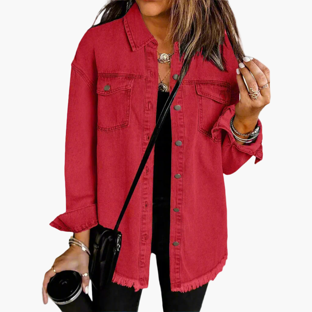 Veste en jean décontractée style urbain pour femme – Look tendance et polyvalent