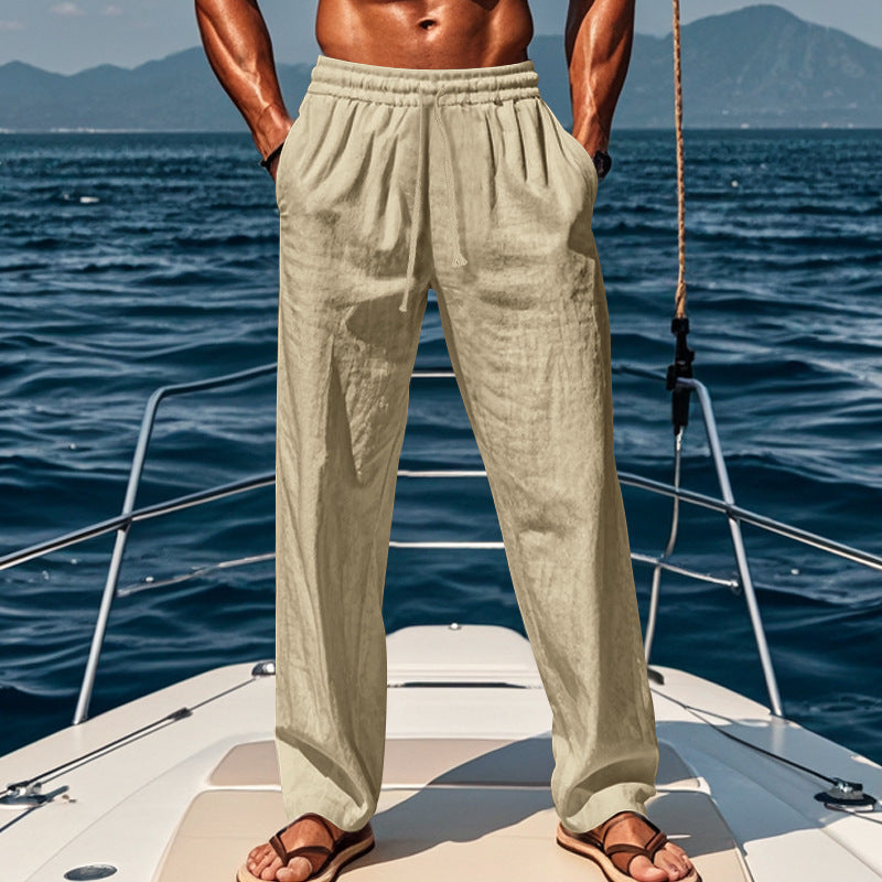 Gerald – Pantalons de sport décontractés en coton et lin respirants
