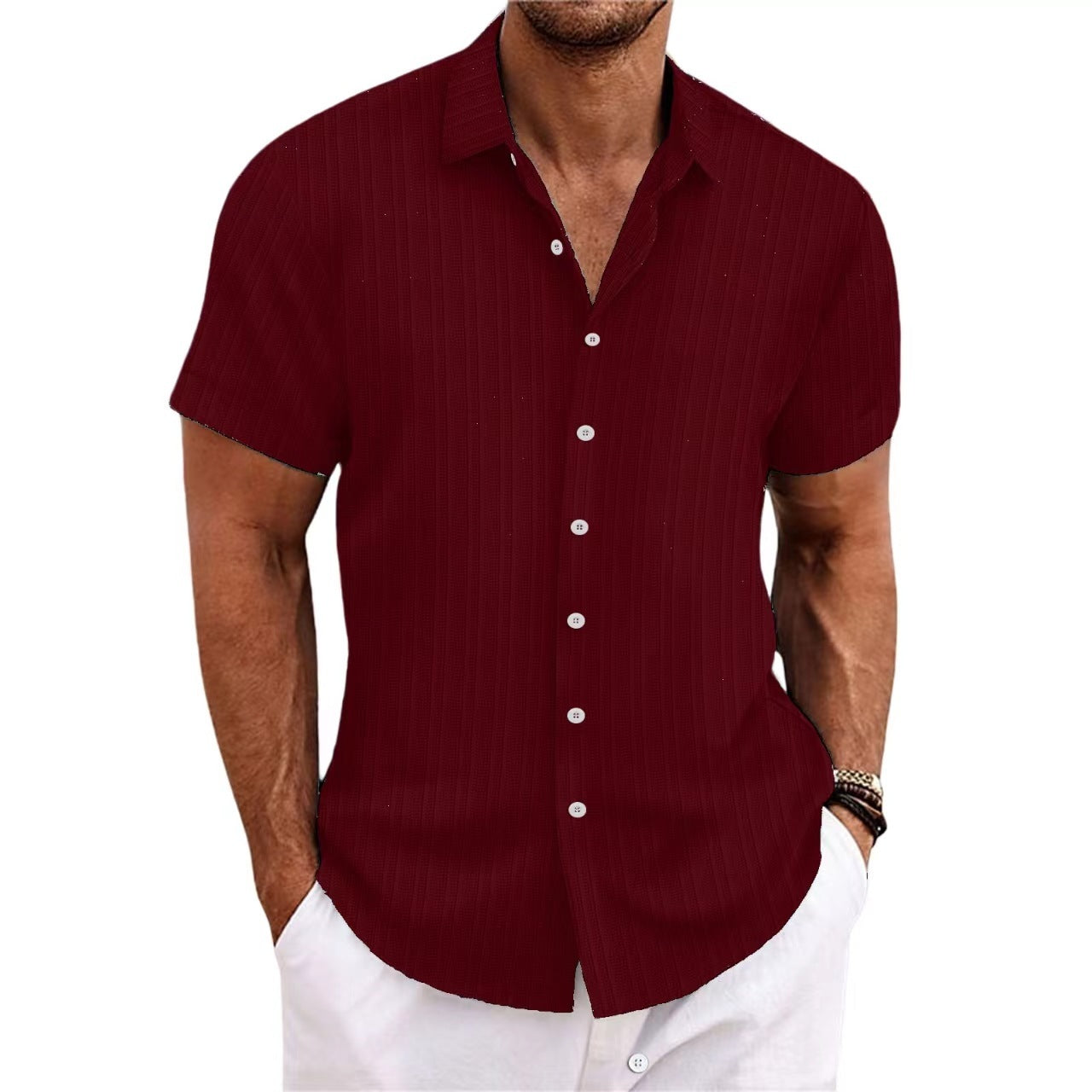 Dennis – Chemise décontractée à rayures en coton et lin