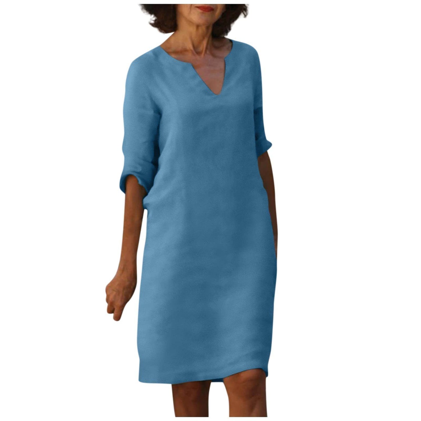 Imogen – Robe rétro en coton et lin à taille haute