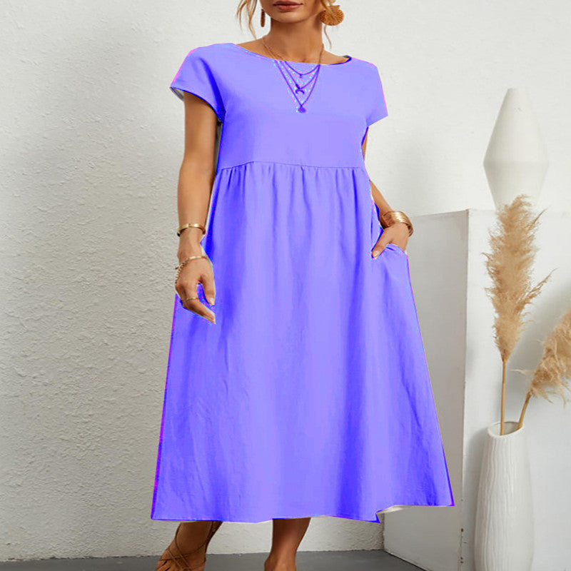 Patricia – Robe Longue Décontractée en Lin Coton avec Poches