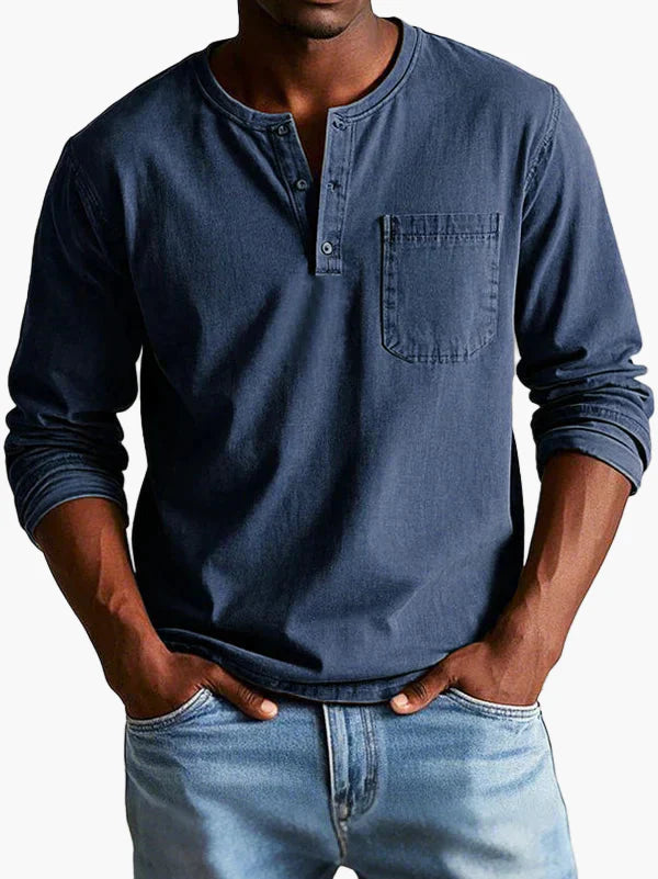 Chemise Henley à Manches Longues pour Homme – Style Décontracté et Élégant pour Toutes Occasions