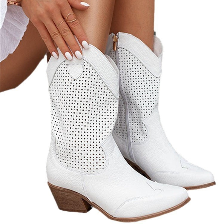 Amanda – Bottes pour femmes à talons moyens en daim brûlé