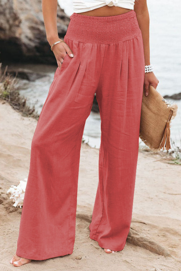 Faith – Pantalon large en coton et lin