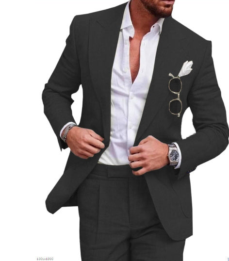 Joshua – Costume Deux Pièces Uni à Bouton Unique