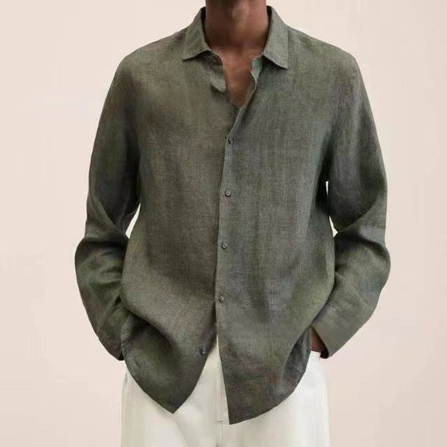 Terrence – Chemise en coton et lin décontractée pour hommes de grande taille