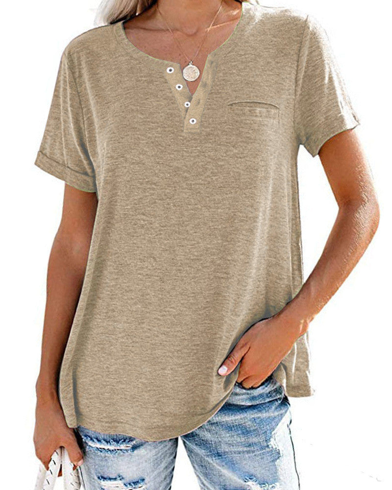 Nicole – T-shirt ample à manches courtes et col en V