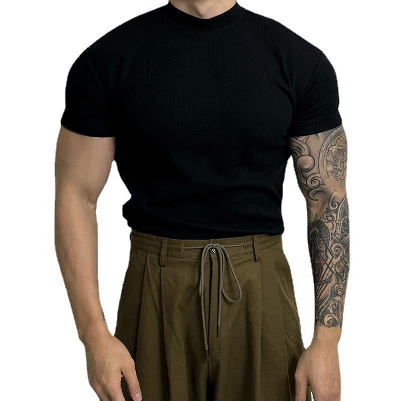 Ralph – T-shirt Stretch à Col Demi-Américain Uni