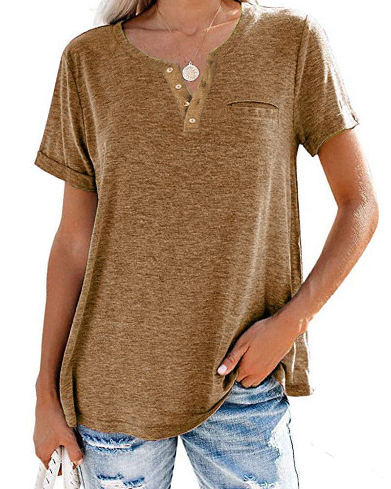 Nicole – T-shirt ample à manches courtes et col en V