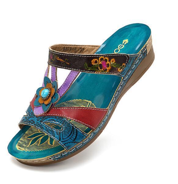 Jessica – Sandales à Talons avec Fleurs Ethniques pour Femmes