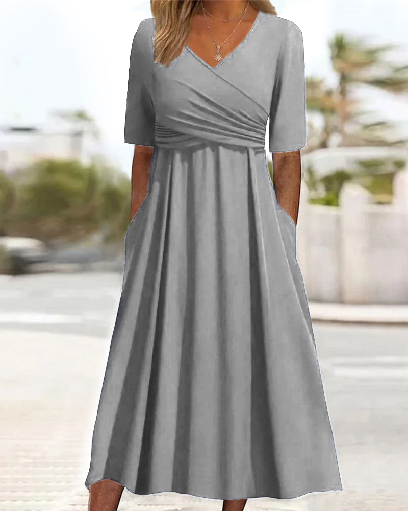 Robe Croisée à Manches Courtes