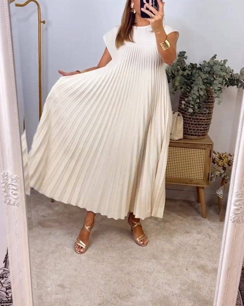Ruth – Robe Femme Sans Manches Plissée Unie