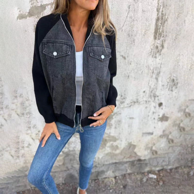 Charlotte – Veste à Capuche en Denim Patchwork pour Femmes