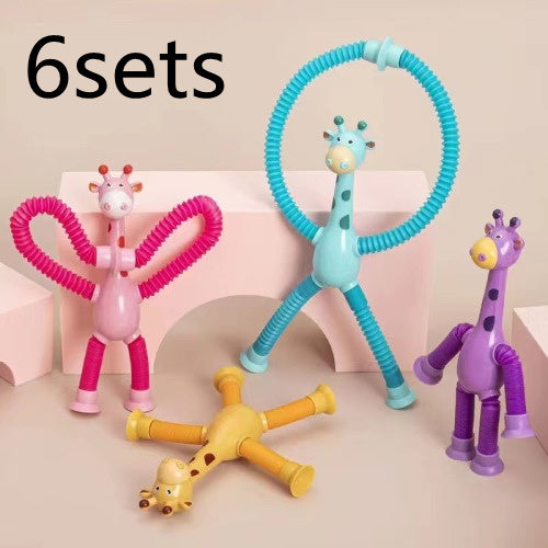 Jouet Girafe Télescopique à Ventouse pour Bébé et Enfant – Jouet Éducatif et Sensoriel Ludique